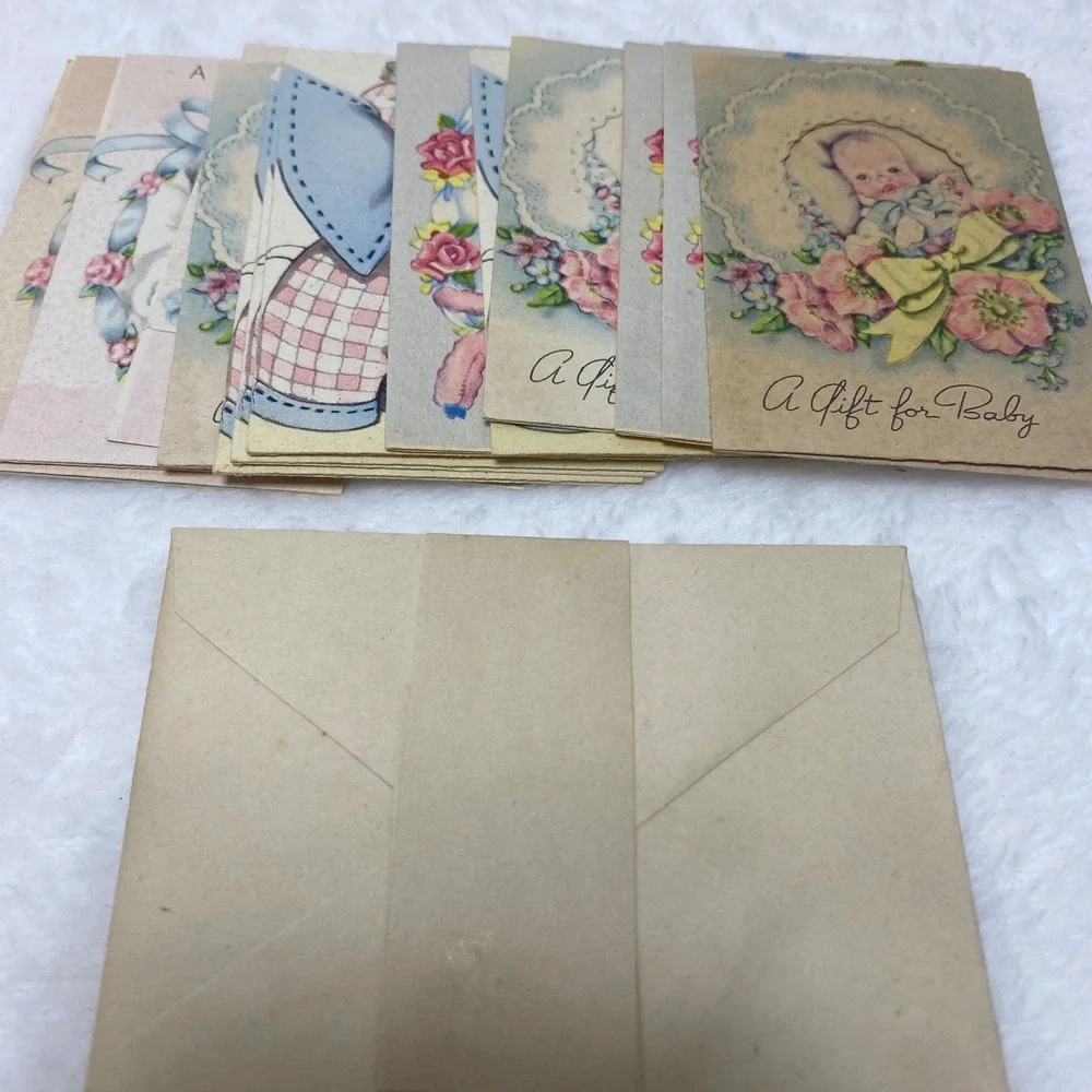 Vintage Baby Congratulations Greeting Cards New Baby Sentiment Box Ephemera
